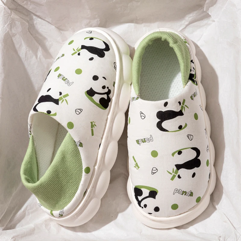 

Домашние тапочки с принтом панды для женщин, домашние нескользящие хлопковые туфли на мягкой подошве для беременных, женские легкие удобные тапочки