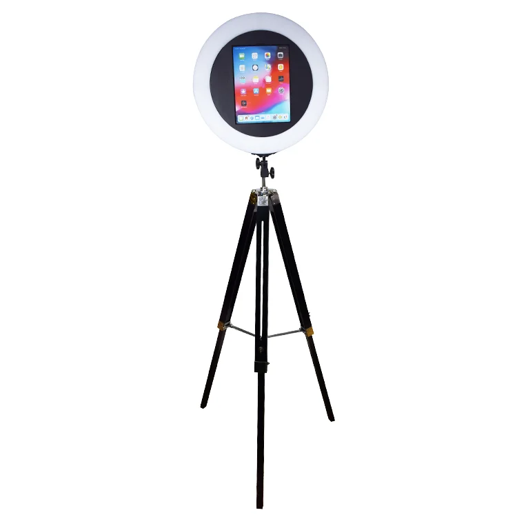 Wood Ipad Photo Booth Machine With LED Ring Light New Selfie Kiosk And Wedding Sharing Station For Weddings And Events