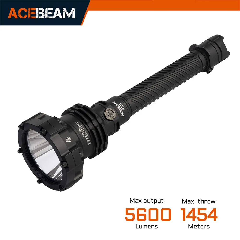 ACEBEAM P20 Professional Long Distance Flashlight 5600 Lumens 1454 Meters USB-C Rechargeable Battery SFT-90 Tactical Flashlights