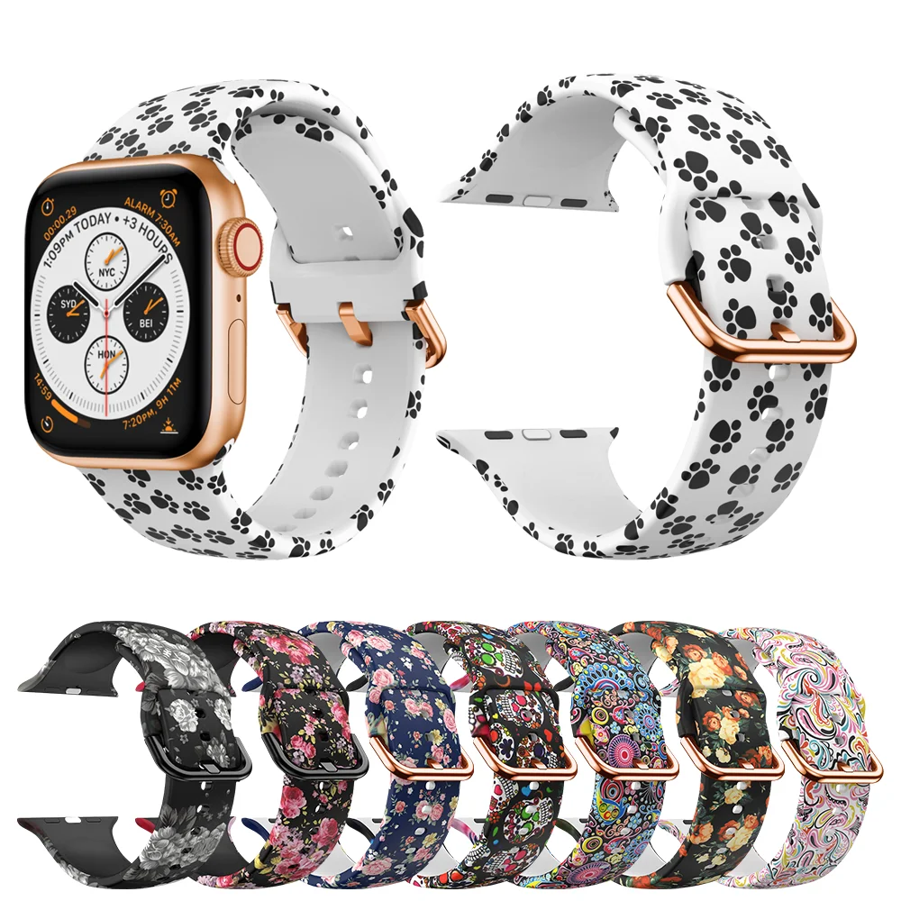 Strap for Apple Watch Band 42mm 44mm 45mm Printing Cute Bracelet Women Watchband Girls Man Sport Strap for Apple Watch Ultra 2