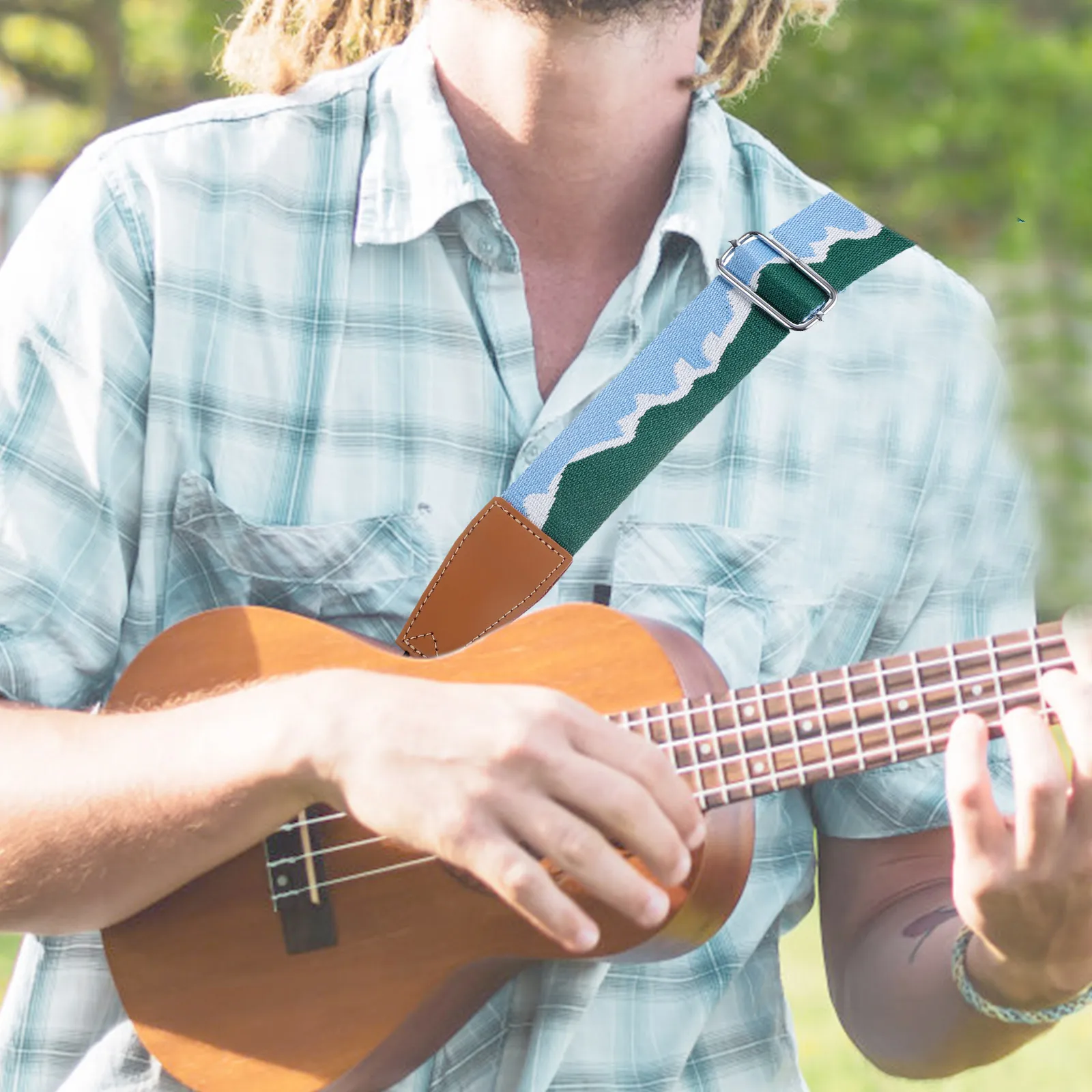 

Guitar Strap Patterned for Acoustic Messenger Ukulele Bass Straps Cowhide Adjustable Belts Child