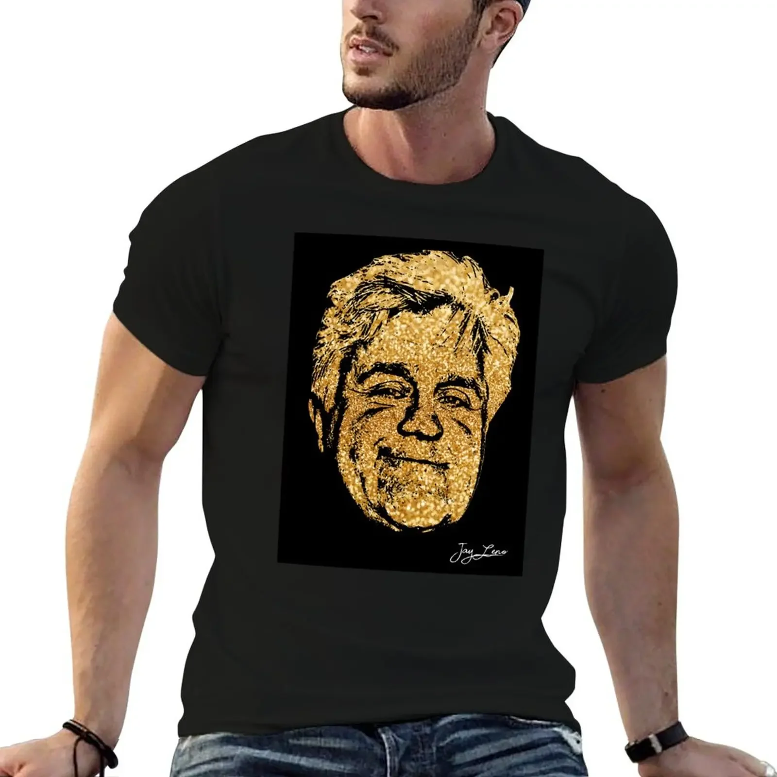 Jay Leno portrait T-Shirt summer top graphic t shirts mens graphic t-shirts hip hop