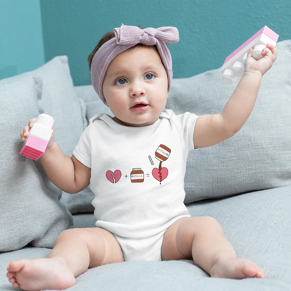 I Love Nutella Funny Baby Girl Clothes Short Sleeve Loose Summer Home Newborn Boy Bodysuits 0-24 Months Infant Onesies Pajamas