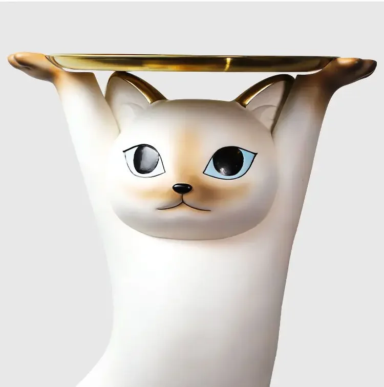 모래 조각 매혹적인 고양이 거실 바닥 커피 테이블 장식, 창의적인 장식, 움직이는 선물 사이드 테이블 커피 테이블