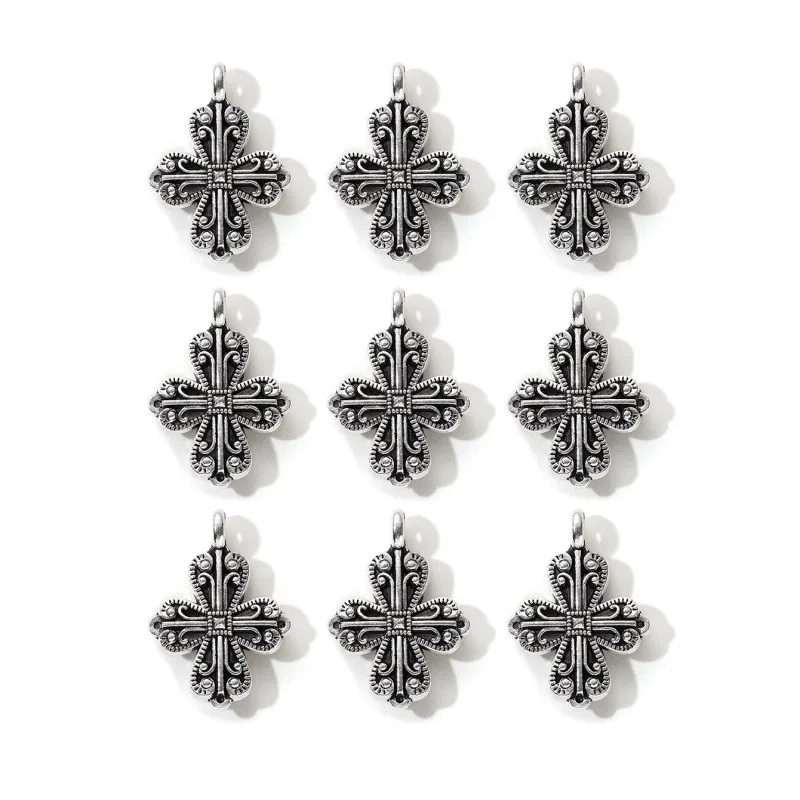 10pcs New Cross Alloy Charms Religious Patterned Pendants For Making DIY Handmade Jewelry Accessories Necklace