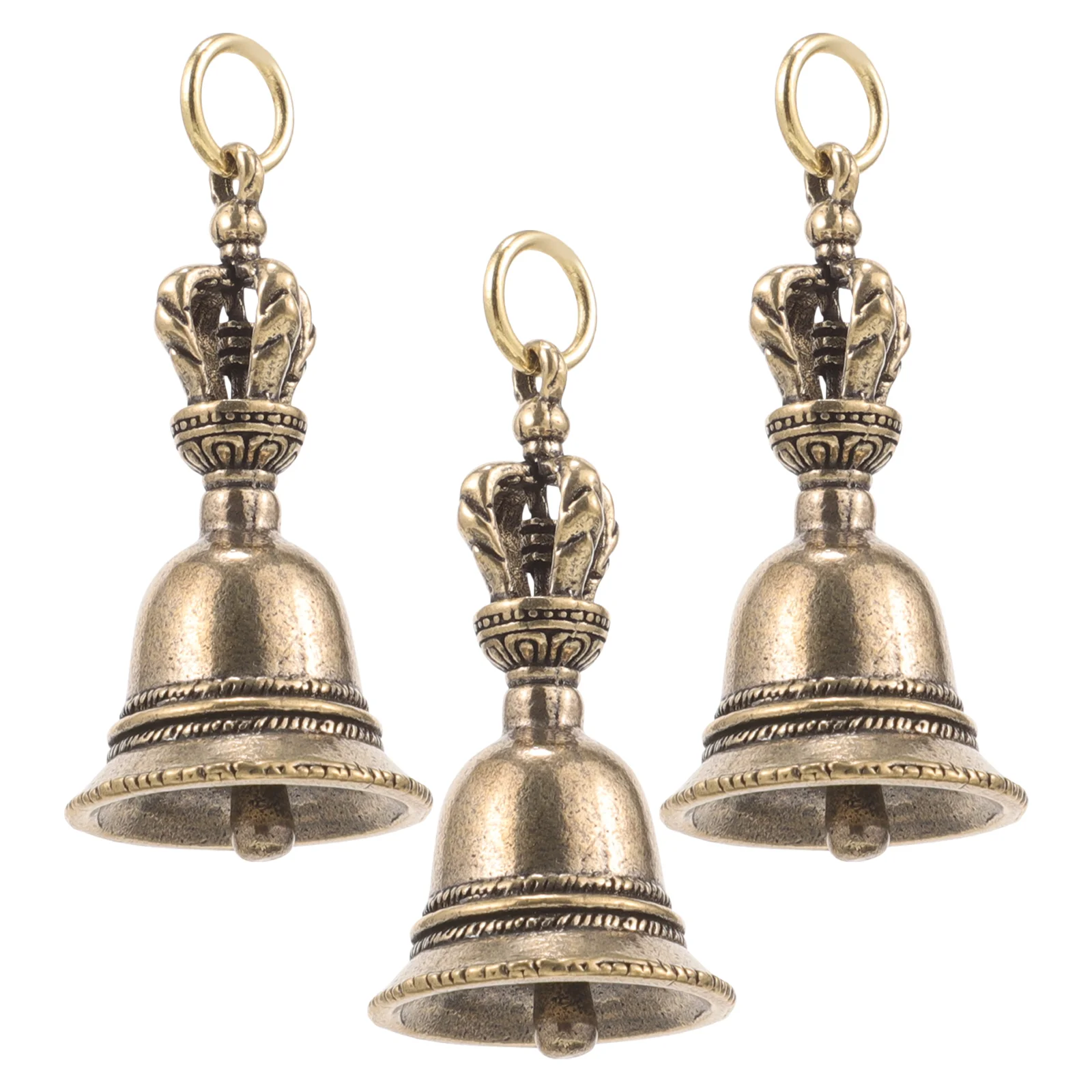 3 Pcs Key Fob Bell Keychain Pendant Charms for Necklace Making The DIY Brass Bells Hanging Small Cow