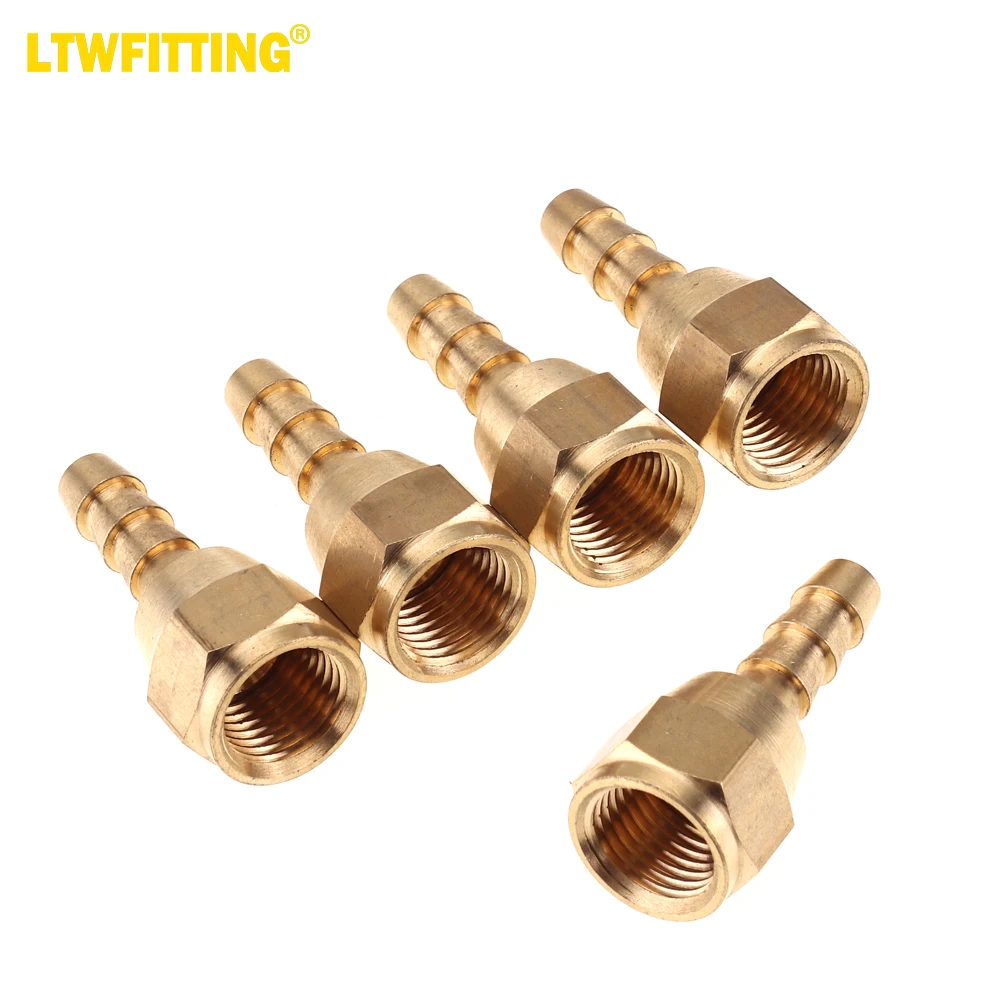 

LTWFITTING Brass Flare Tube Fitting 1/4" Hose ID x 5/16" Female 45 Deg Swivel Nut Union (Pack of 5)