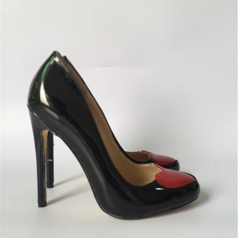 

Sexy Leopard Patent Leather Red Heart Pumps Stiletto Heel Party High Heels Woman Wedding Thin Heels Shoes