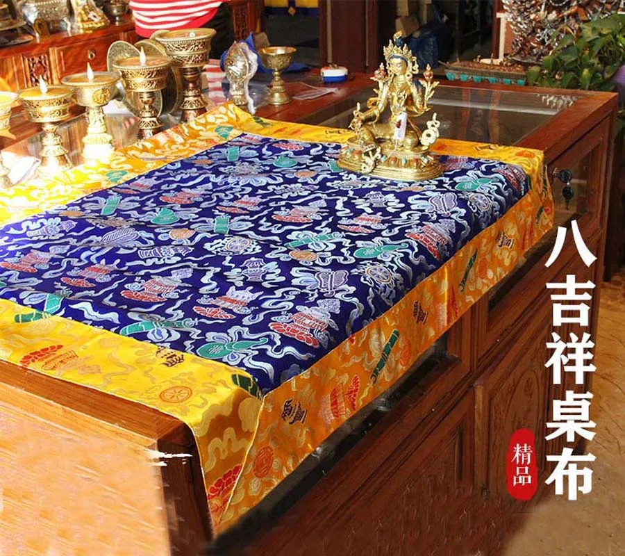 

Wholesale Buddhist supply Nepal family home Buddhism Temple Auspicious Embroidery Buddha statue Altar cover Table cloth A+