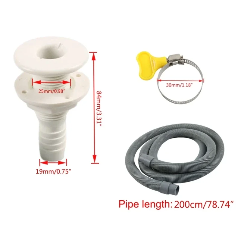 1 Set Bilge 3/4 Inch Hose Bilge Installation Thru Hull & Clamps