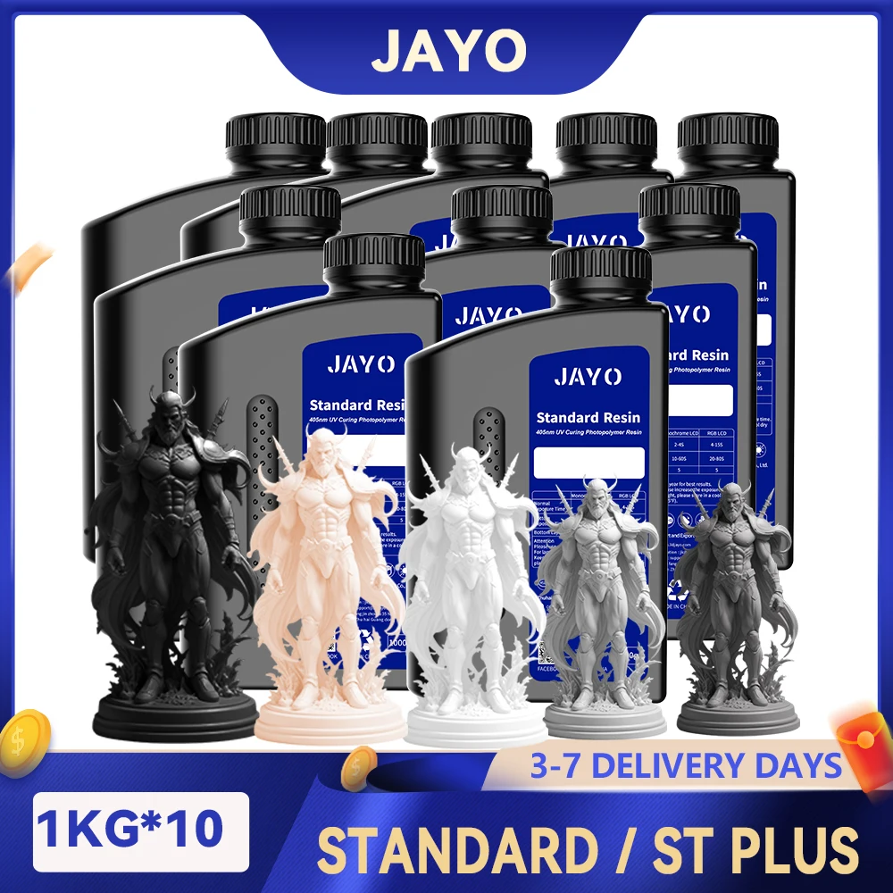 JAYO 10 Bottles 3D Printer Resin Standard Fast Curing Standard/ Standard Plus 3D Resin for LCD DLP SLA Resin 3D Printer