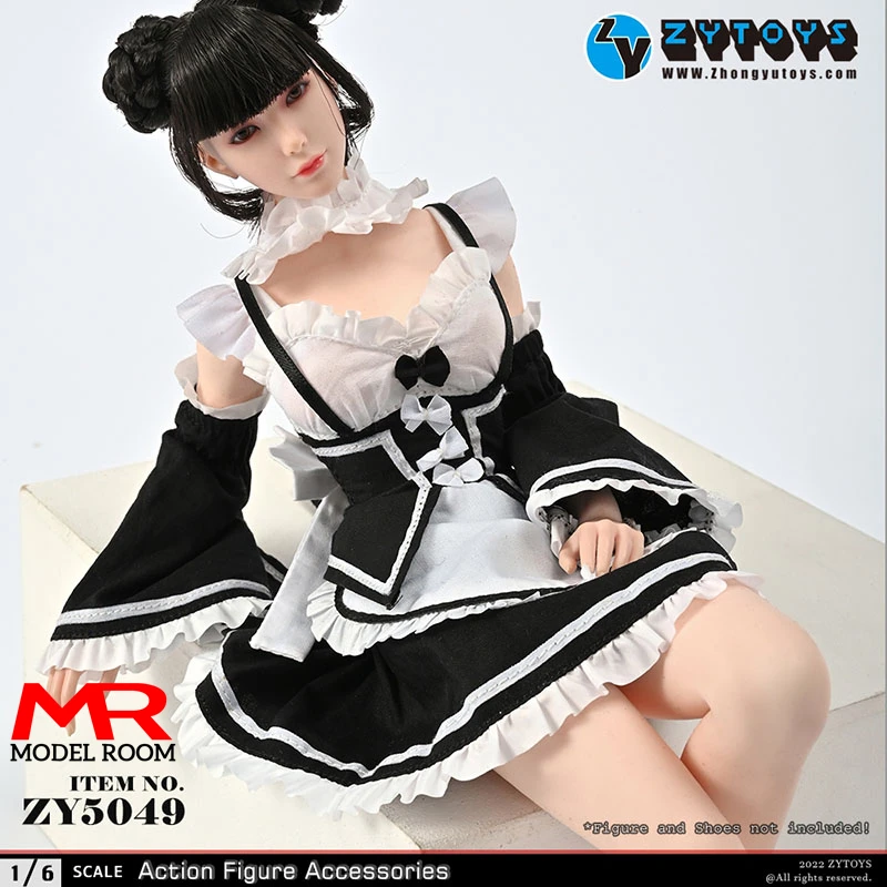 

ZYTOYS ZY5049 масштаб 1/6, Женская горничная одежда, платье горничной, браслет, галстук-бабочка, комплект одежды, модель, подходит для 12-дюймового солдата, экшн-фигурки тела