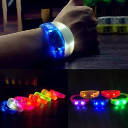 2pcs Multi Colored LED Glow Bracelet Sound Activated Flashing Light Sound Activated bangle Light Up Wristband Sports Wristband