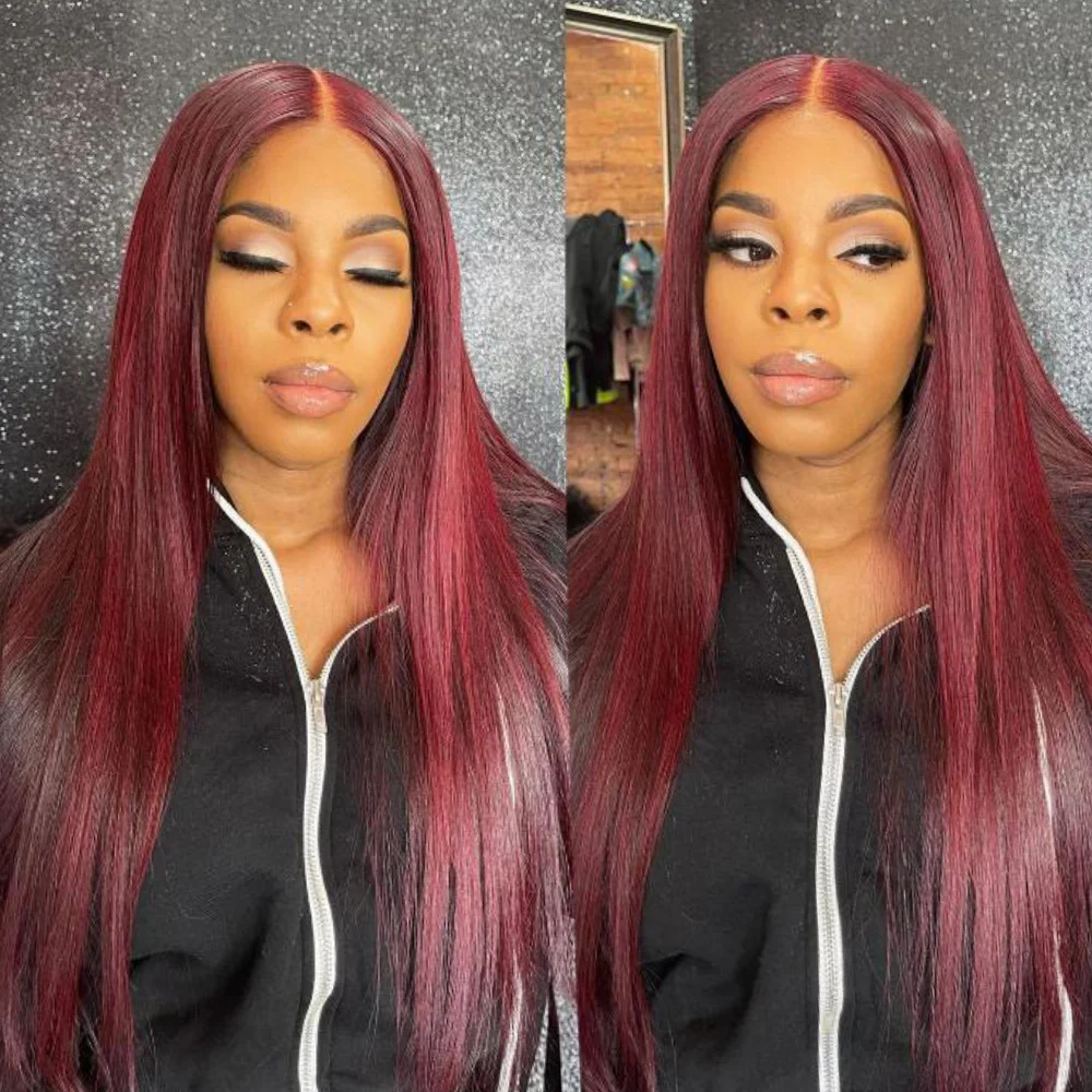 200 الكثافة بورجوندي 13x6 Hd الدانتيل أمامي 99J الملونة الأحمر الباروكات 40 بوصة الدانتيل الجبهة قبل قطعها شعر الإنسان البرازيلي شعر مستعار مستقيم #3