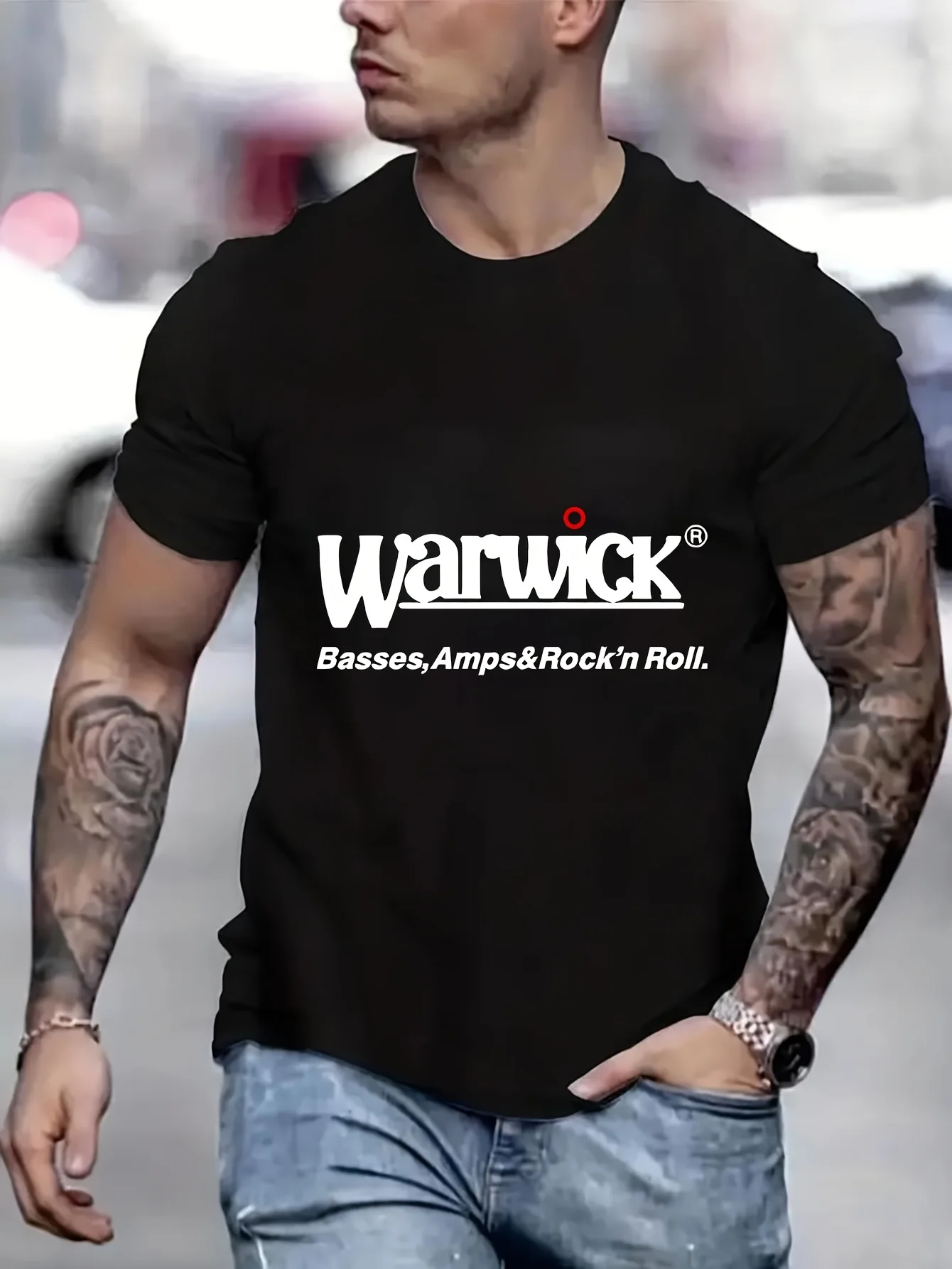 

Warwick Bass Guitars Logo Мужская одежда Мужская одежда Футболка с короткими рукавами Хлопковые мужские футболки Мужская футболка B5024382