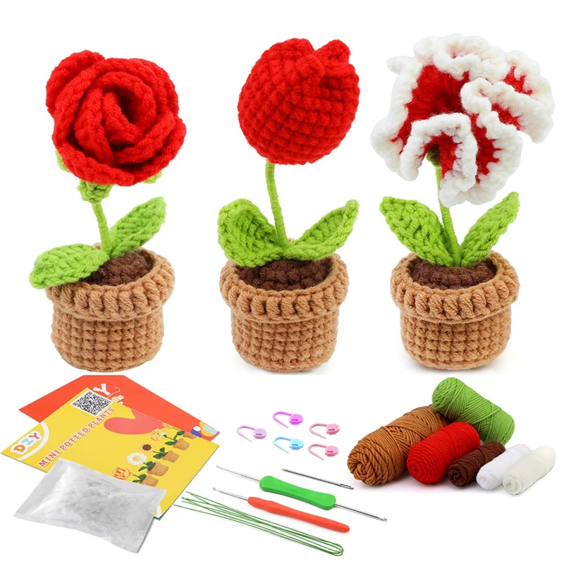 

ABP-Crochet Kit DIY Crochet Kit With Knitting Yarn Needles Plush Easy(3-In-1 Set)