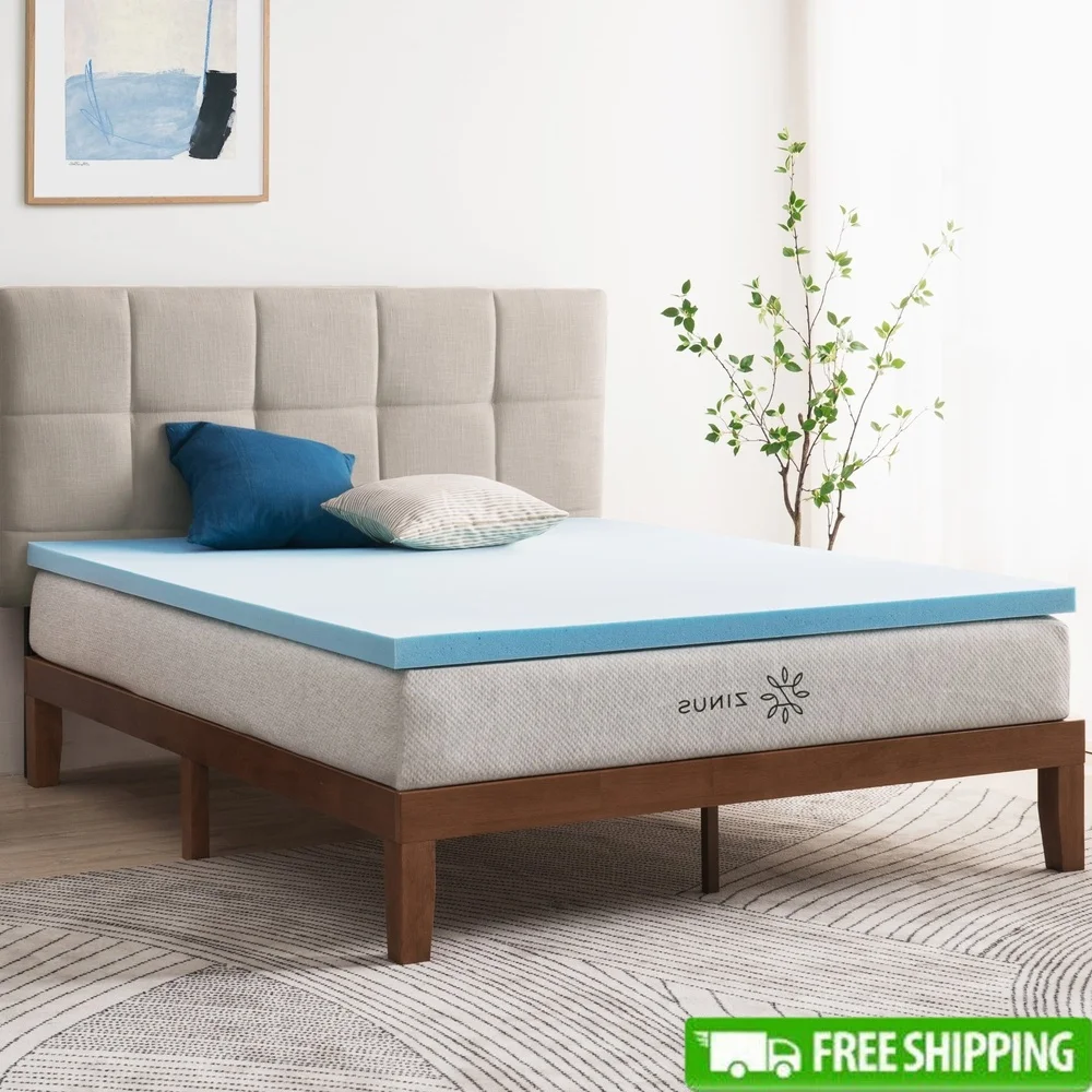 

2 Inch Green Tea Cooling Gel Memory Foam Mattress Topper CertiPUR US Certified Pain Relief Hypoallergenic Queen Size Enhancing