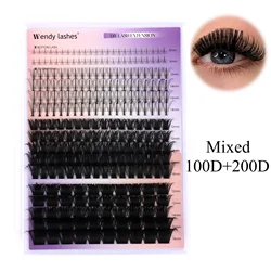Wendy Lashes Cluster Lashes 16rows Large Tray 10D+20D/30+40D Mix DIY Clusters Soft Lashes Extension Mixed Tray Faux Mink Lash