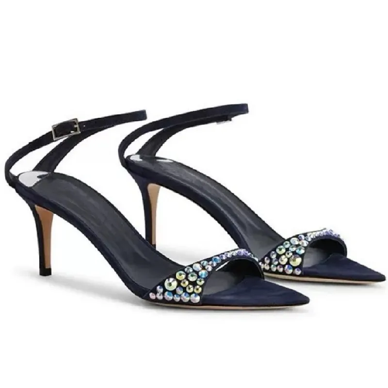 

Queen Rhinestone Crystal Wedding High Heels Classic Sandalias Femininas Stiletto Pointed Sandals Party Banquet Women's Shoes