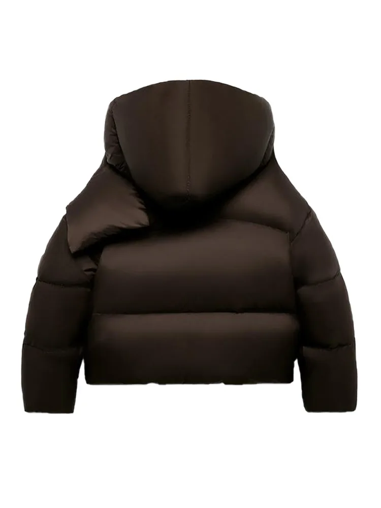 منتفخ انفصال وشاح طوق مقنعين وسادة مبطنة المرأة الوقوف طوق كم كامل جيوب الدافئة القطن معاطف 2025 الشتاء أبلى