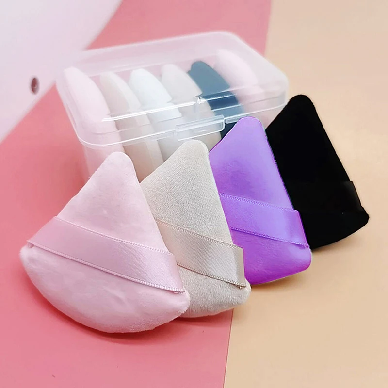 Mini Triangle Velvet Powder Puff, esponja de maquiagem macia, cosméticos Puff, lavável, leve Foundation Makeup Tools, 6 pcs, 8pcs