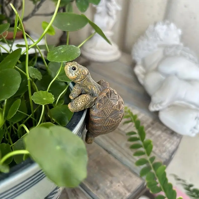 Tortoise Figure Plant Pot Hanger, Resin Hanging Turtle Statue Plant Decorations Cute Turtle Statue Figurines Planter Pot Hangers view 5