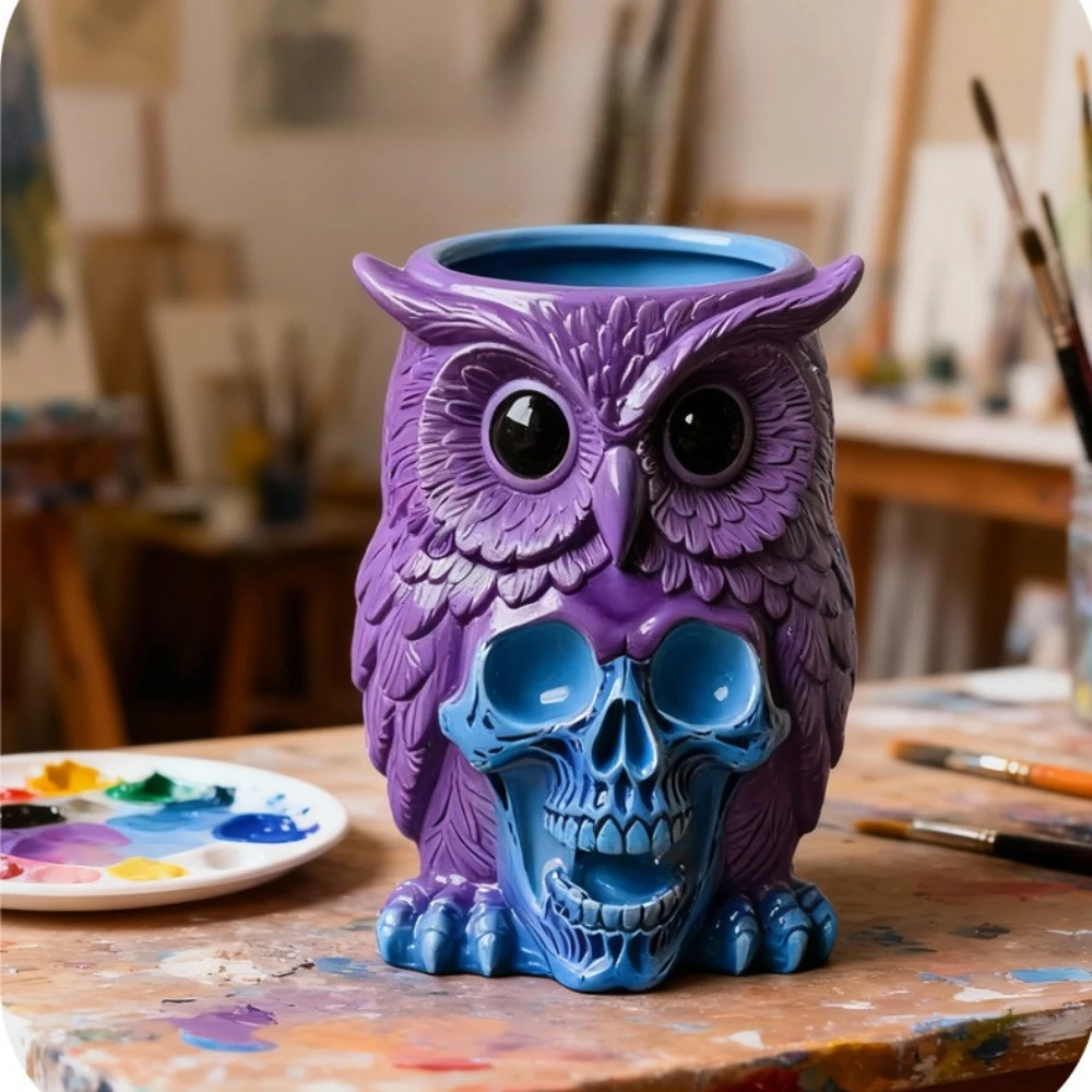 الطيفية البومة شمعة كوب قالب من السيليكون DIY بها بنفسك اليدوية الجص الخرساني شمعة جرة الزهرية راتنجات الايبوكسي قوالب ديكور المنزل