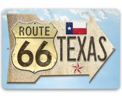 Metal Sign - Route 66 Texas - Makes a Great Home Decor and Gift For Texans