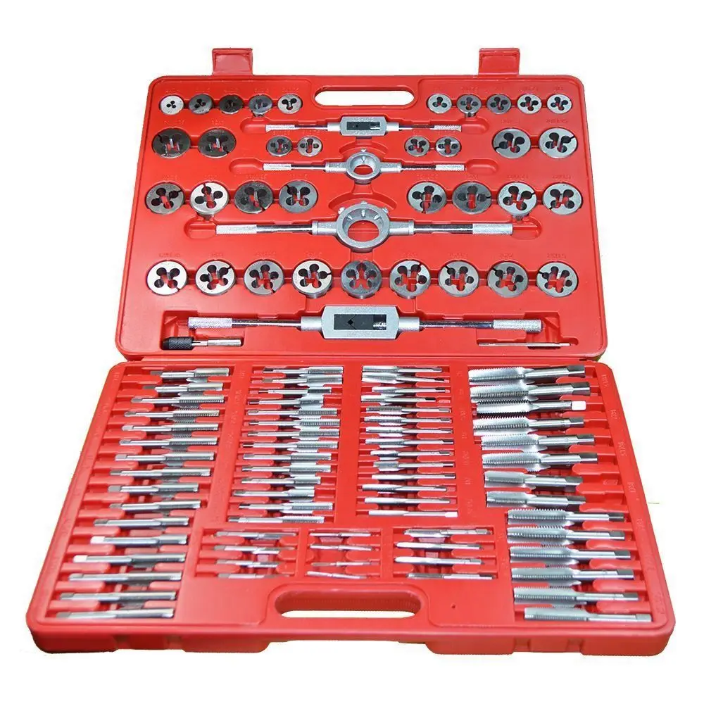 GOLDMOON Tap And Die Set 110pcs Metric Taps Dies Adjustable Tap Die Holder Thread Gauge Wrench Threading Hand Tools