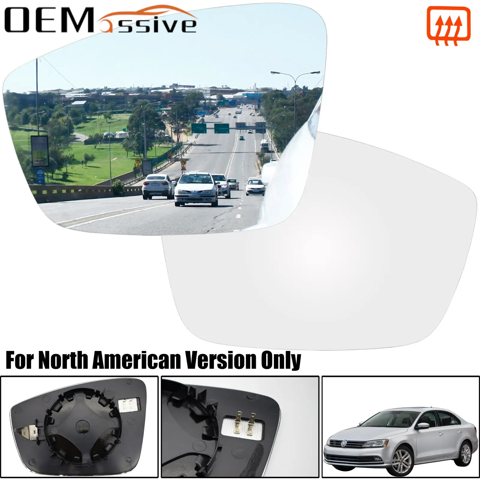 

For VW Jetta Mk6 Passat B7 Beetle Classic 2011 - 2019 Usa Version Driver Passenger Door Side Wing Mirror Glass Heated Clip On