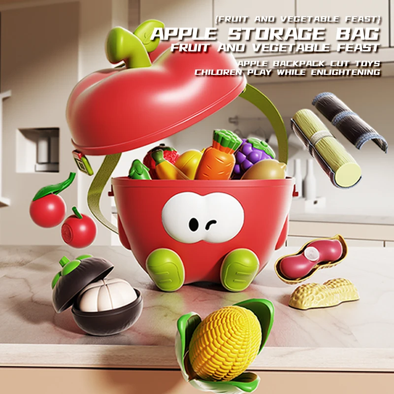 Fruit Cute Joy Apple Strap Storage Bucket Luxury Kitchen Playhouse Food Children's Toys Vegetables Fruits and Vegetables