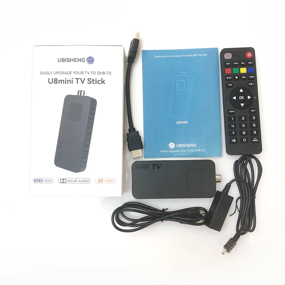 UBISHENG DVB-T2 DVB C H.265 sintonizzatore TV 1080p HD ricevitore digitale terrestre U8mini Decoder TV italia polonia DVB T2 sintonizzatore TV Box