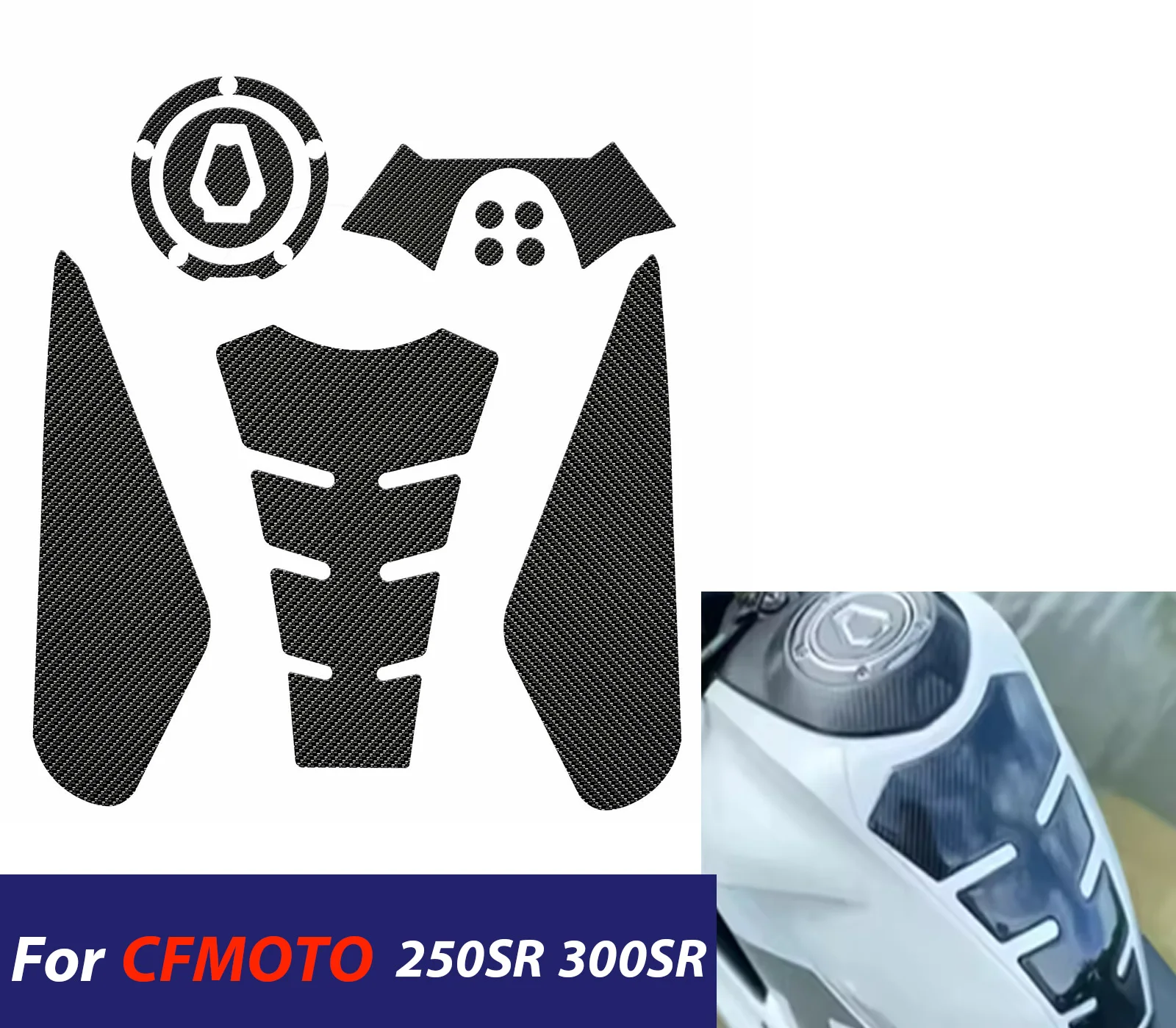 

For CFMOTO 250SR 300SRMotorcycle Gas Fuel Tank Pad Adhesive Stickers Accessories 250/300SR 3D Racing Anti-slip Pad