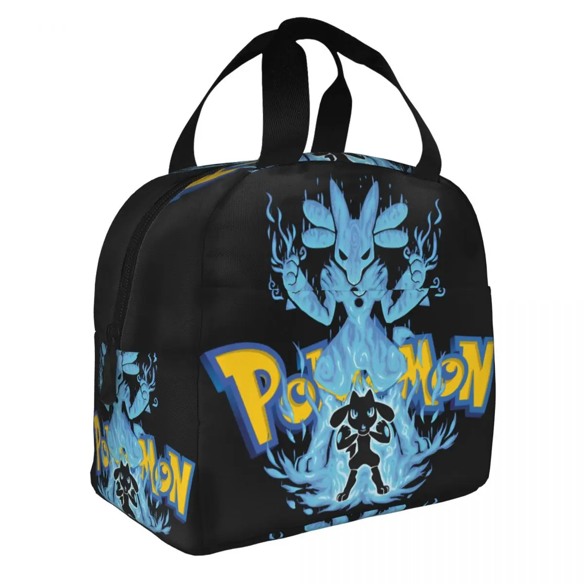 School&Office Food Container Silhouette Fighting Aura Evolution Thickened Handheld Pokemon Zipper ClosureLunch BoxesHiking