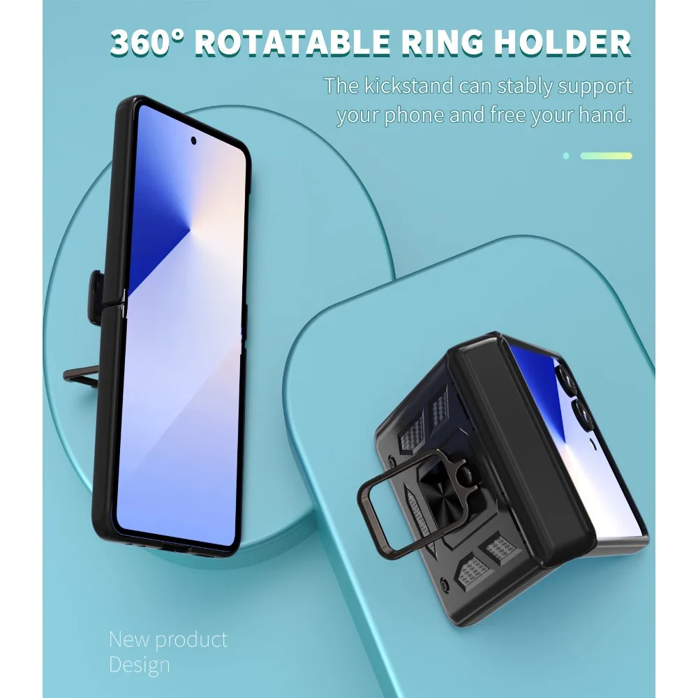 For Samsung Galaxy Z Flip 8 7 FE 6 Case with Stand Kickstand Ring Magnetic Camera Military Grade Shockproof Protective Cover view 5