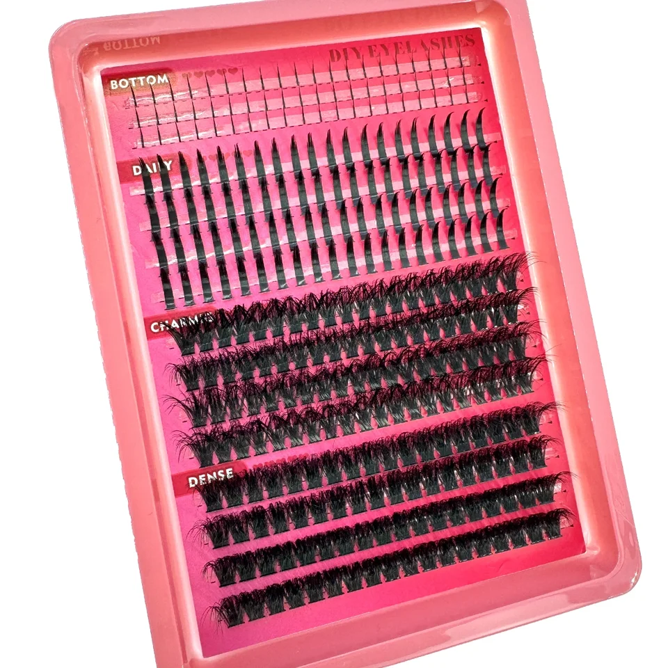 15 filas de clusters de pestañas postizas, spikes y pestañas inferiores, extensiones DIY estilo manga, clusters individuales impermeables 3