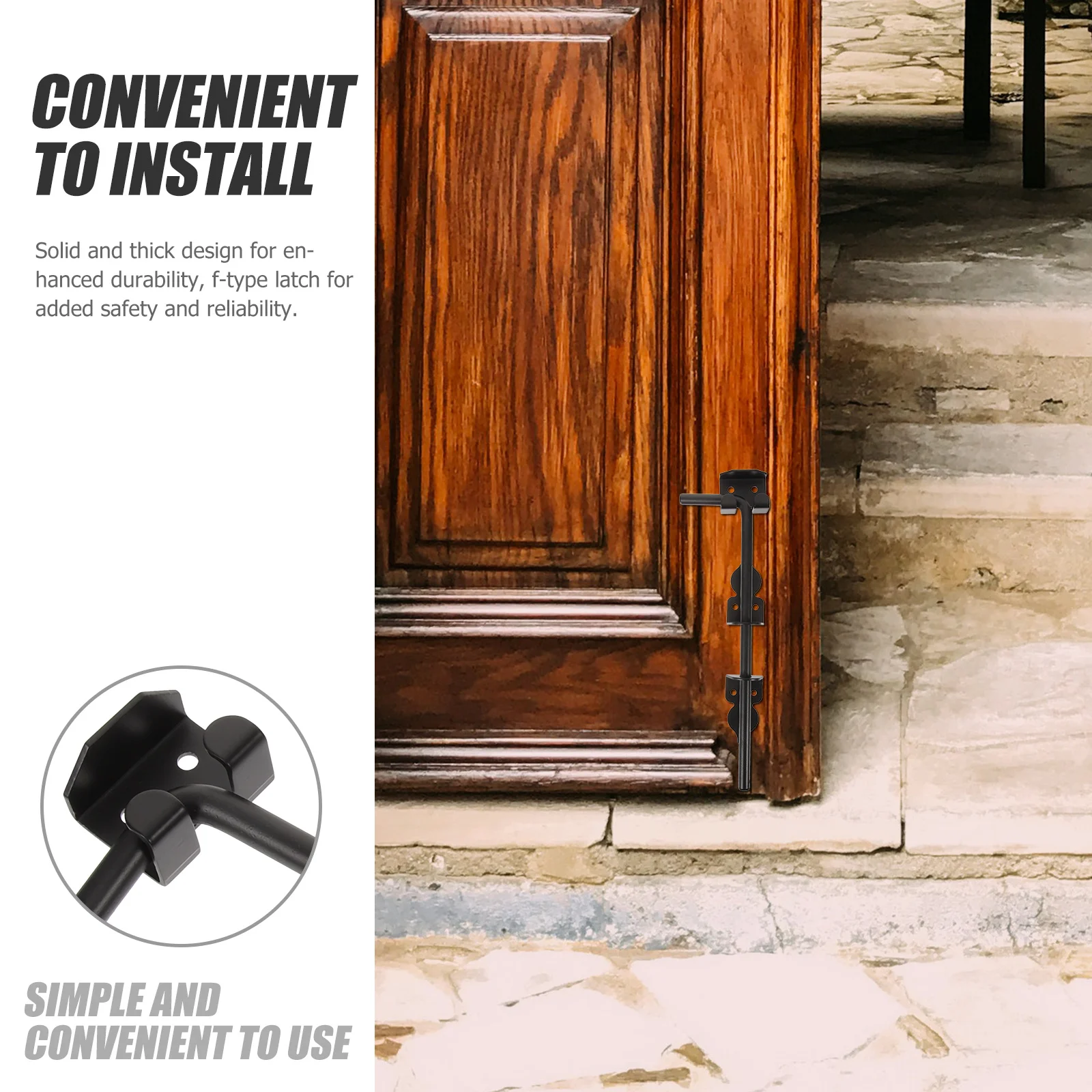 

Heavy Duty Solid Gate Latch Thickened Floor Bolt Cane Bolt for Wood Fence Gate Drop Rod Barn Door Lock Weather Resistant