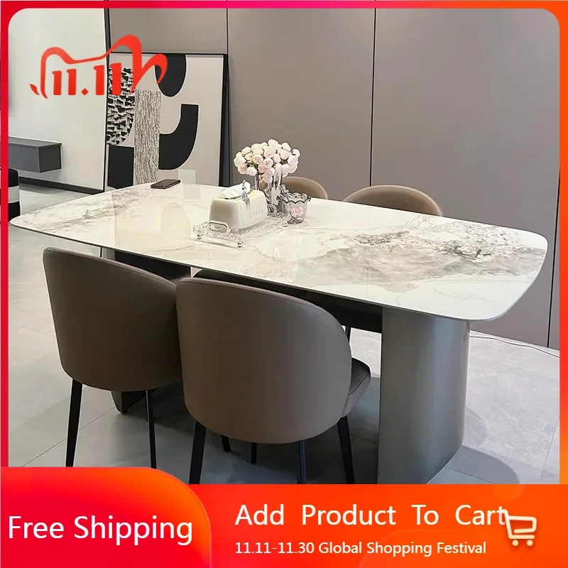 

Italian Minimalist Dining Table Modern Luxury Nordic Vintage Dining Table Ornament Food Juegos De Comedor Kitchen Furniture