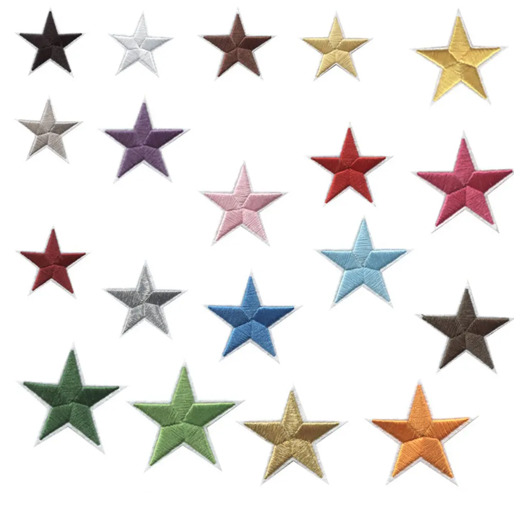 

2 Pack 38 Pentagram DIY Patch Embroidery Sticker Star Cloth Stickers down Patch Safe Durable Material Bright Color Shoes Iron
