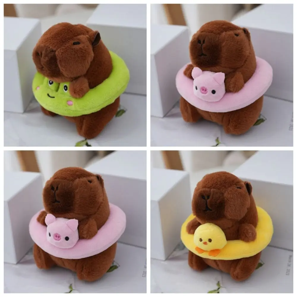 Cute Swimming Capybara Pendant Plush Toy Doll Bag Hanging Ornament Fluffy Stuffed Animals Keychain Car Pendant Gifts ﻿