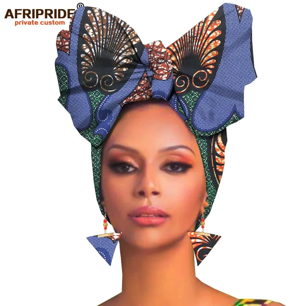 Afrika headwraps + küpe 2 parça setleri kadınlar için afrika başörtüsü ankara geleneksel headtie eşarp türban AFRIPRIDE A19H007
