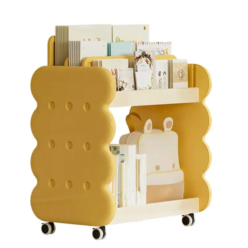 

Children Bookshelf On Wheels Boys Book Organizer Shelf Adjustable Kids Free Standing Bookshelf With Wheels for Kids Rooms