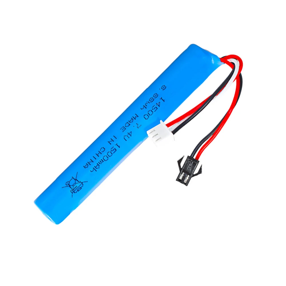 7.4V 1500mAh akumulator litowo-jonowy SM-2P wtyczka 14500 bateria 2S dla zabawki elektryczne pistolet pociskowy wody Mini pistolety części baterii