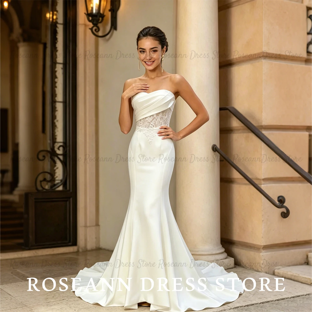 Roseann Wedding Dress Sweetheart Strapless Dresses for Women Lace Illusion Customizable Sweep Train vestido de novia Customized