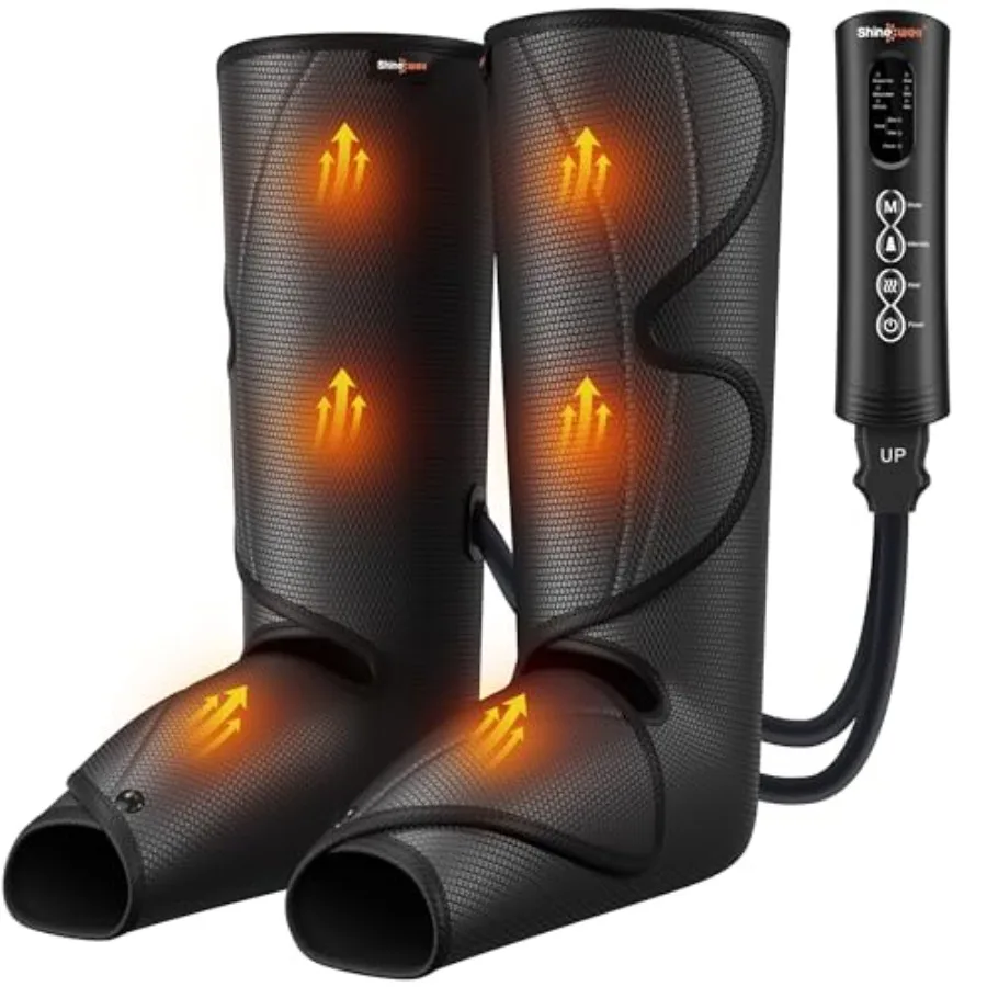 

Leg Massager with Heat and Compression for Circulation and Pain Relief Heated Air Compression Machine in Black for Swelling Foo