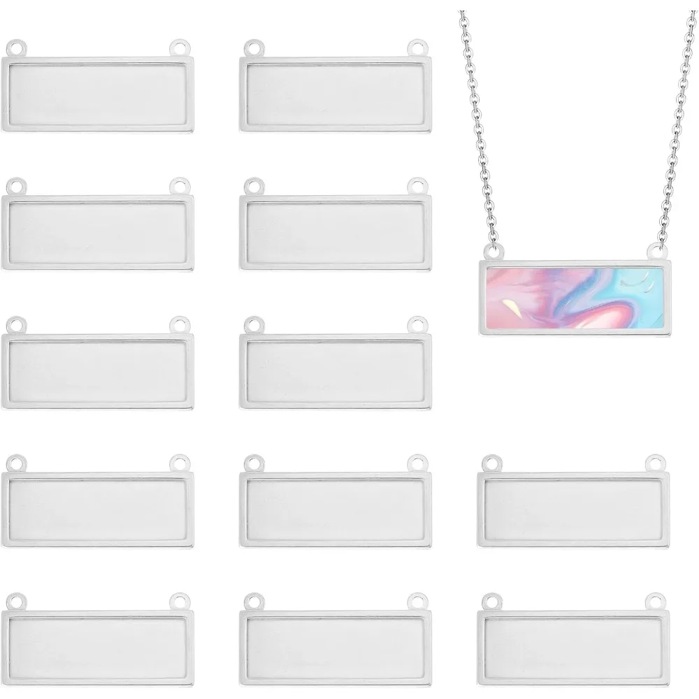 

12pcs Cabochon Settings Pendants 304 Stainless Steel Pendant Cabochon Settings Chain Making Tray Blank Bezel Tray Pendants