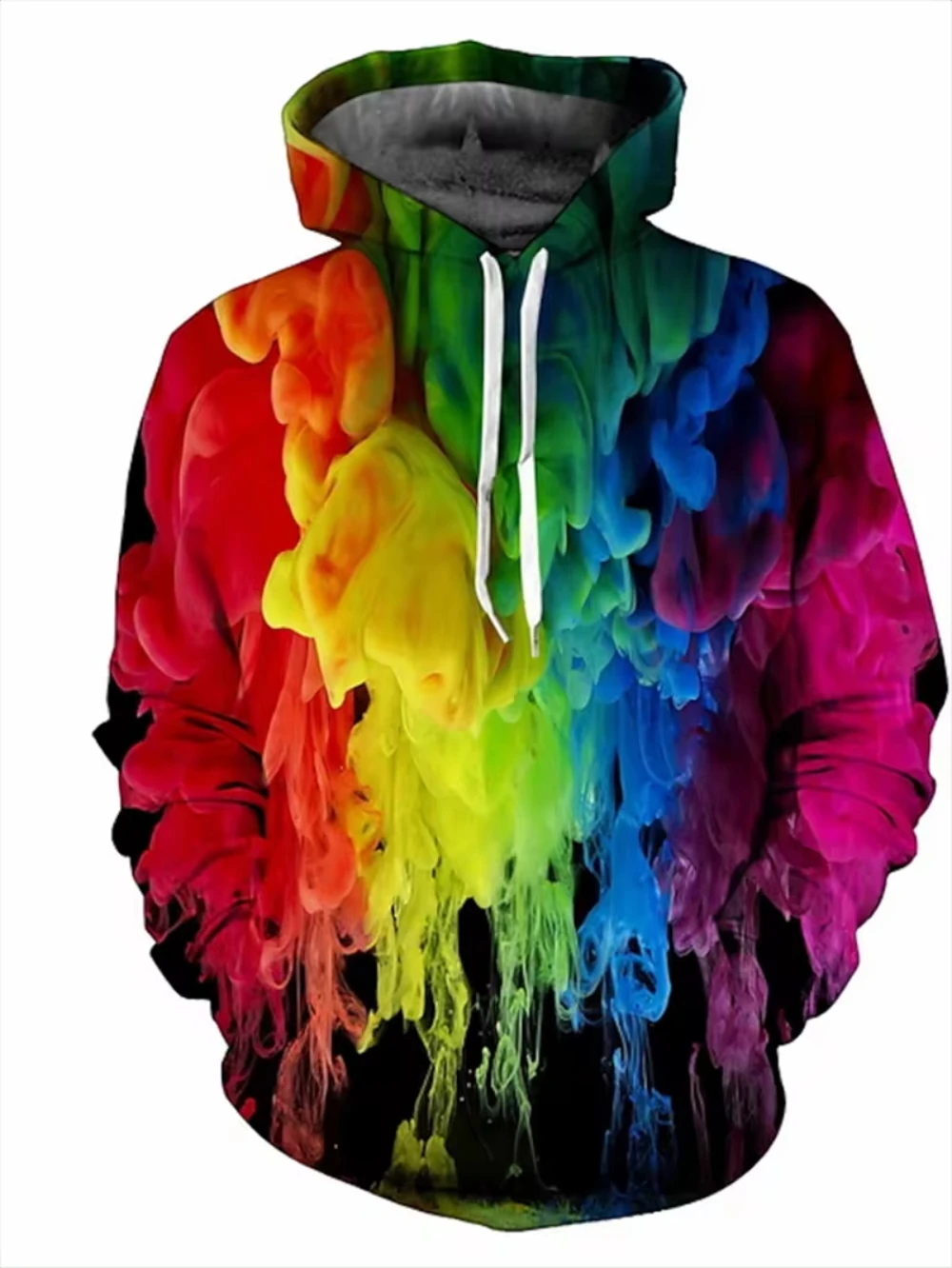 Popular Rainbow Graffiti 3D Print Men's Hoodie Harajuku Long Sleeves Oversized Outdoor Pullover Sweatshirt Kids Unisex Clothing