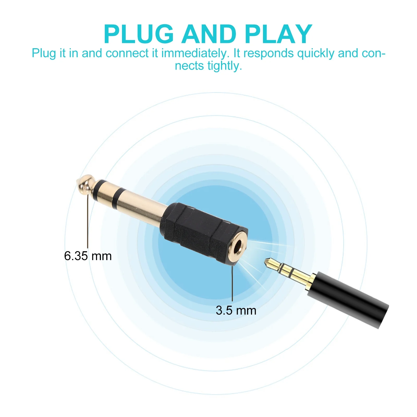 

4Pcs Audio Adapter 6.35mm Male to 3.5mm Female Gold Plated Zinc Alloy for Amplifier Mixing Console Av Receiver