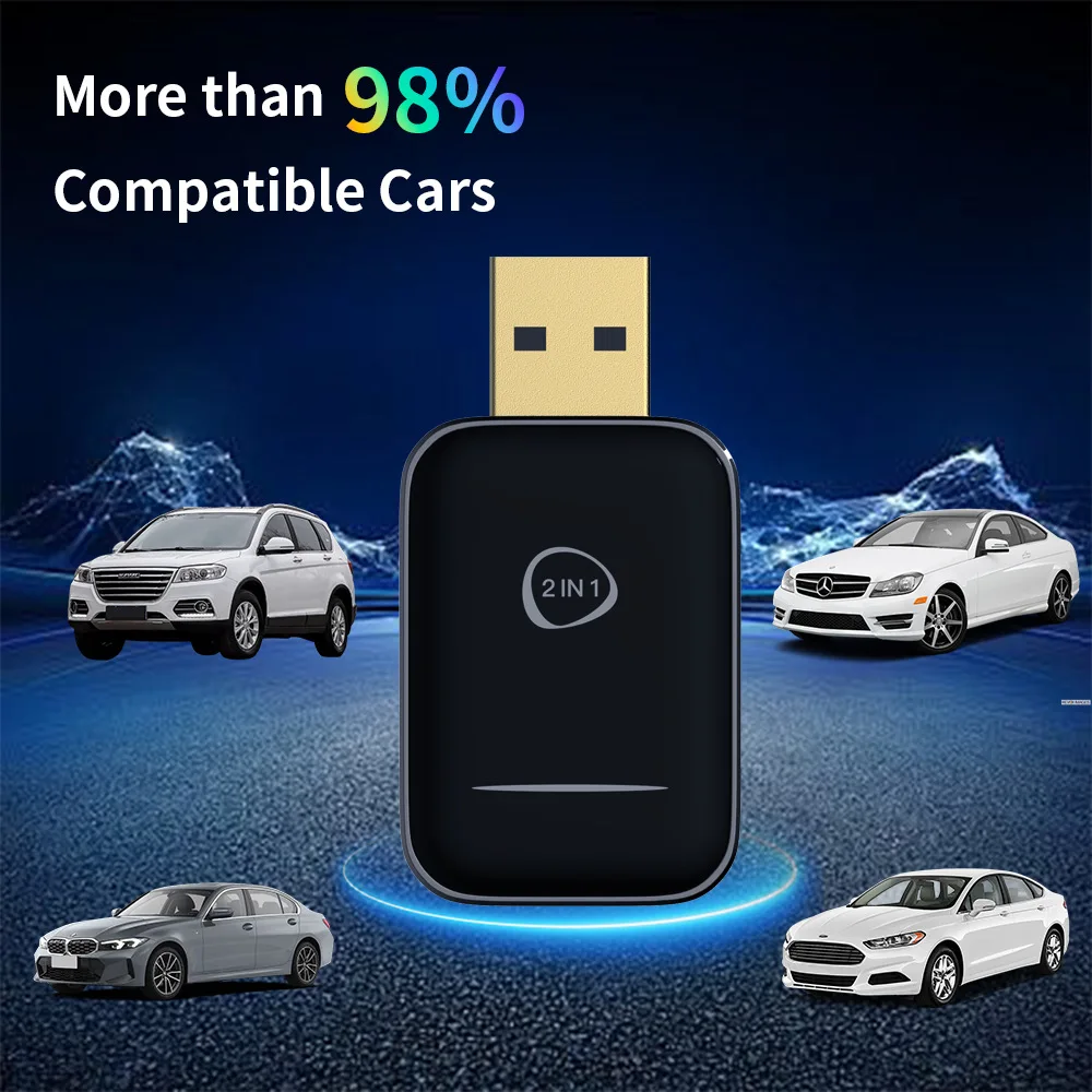 Adapter bezprzewodowy CarPlay Android Auto Plug&Play USB Dongle Bezprzewodowy Dongle do samochodów z przewodowym CarPlay/Android Auto