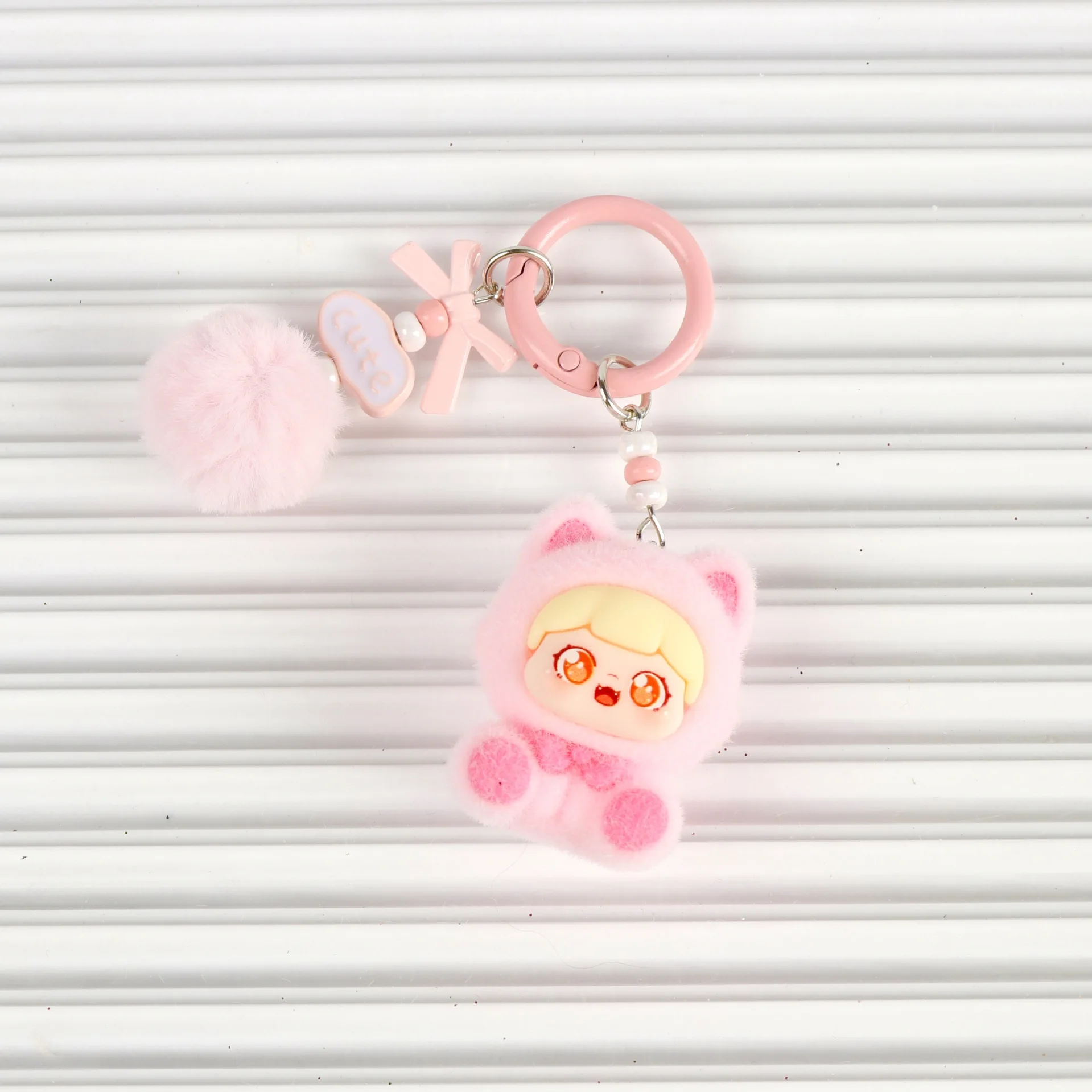 1PCSCat يجلس فتاة لعبة عصرية لطيف تمثال المفاتيح #3